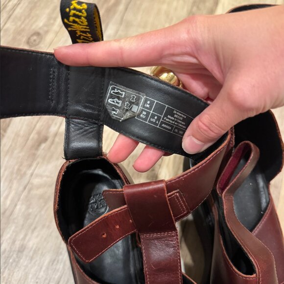 Rare Dr. Martens Bessie Platform Wedge Sandal with T Strap in Oxblood Size 8 - Picture 4 of 5